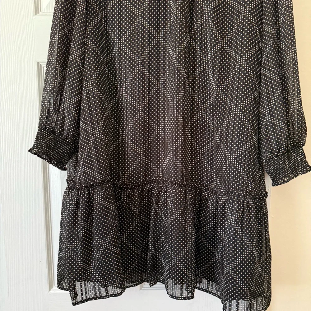 J. Crew Black Printed Long Sleeve Tiered Dress